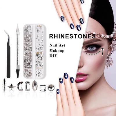 12 Sekcji, Diamenty do Manicure o Specjalnym Kształcie, Płaskodenne Cyrkonie, Biżuteria do Manicure, Diamenty, Dekoracja Paznokci DIY