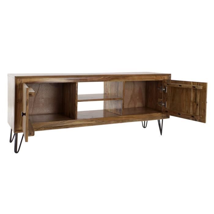 Meuble TV - Moderne - Bois d'acacia - 145 cm - 2 portes de rangement