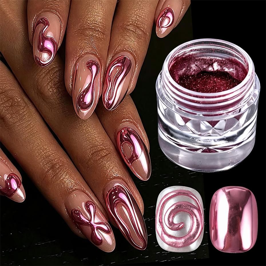 Xiaomi 1 Jar Chrome Rose Gold Nail Powder Metallic Mirror Effect Pigment Dust Glitter Powder For DIY Salon Manicure Nail Art Decoration
