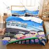 Osomatsu San Themed Bedding Set, Duvet Cover + 2 Pillowcases Matsuno Siblings Pattern for Home & Dorm Daily Use