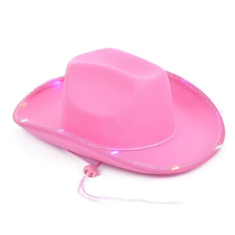 

Blue Denim LED Western Hat with Colorful Plush Trim One Size