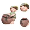 Flower Pot Statue Cute Creative Resin Plant Pot Decorative Figurine Desktop Ornament for Table Office Bookshelf Windowsill Patio