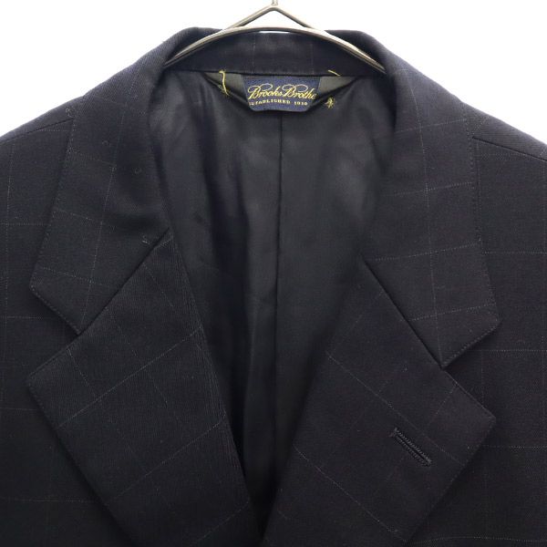Brooks Brothers Wool Blend Check Tailored Jacket 39SHT Navy Men's Used