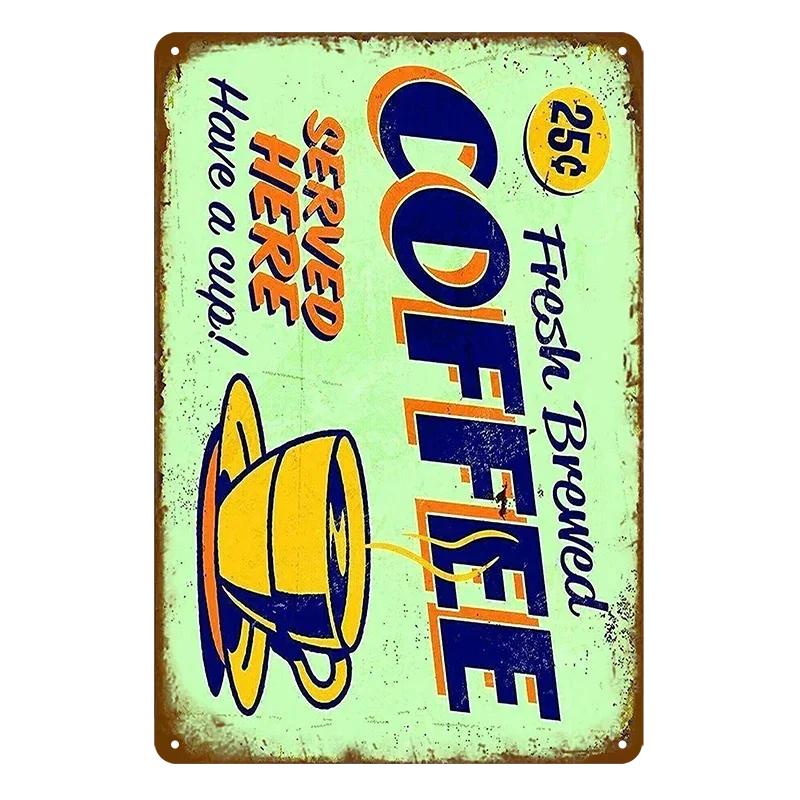 Hisun Tin Sign HD Tin Sign Vintage Coffee House Wall Decor Retro Coffee Shop Espresso Metal Poster for Kitchen Cafe Bar