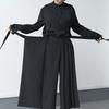 Men's Spring and Autumn Pants Double-layer Pleated Dark Loose Nine-point Wide-leg Pants Versatile High-waisted Tight-waisted Straight Culottes