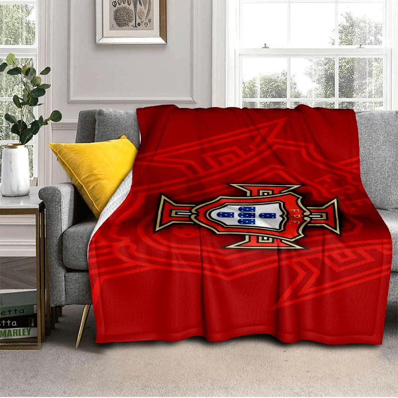 Decke mit Wappen der Portugiesischen Fußballföderation Geeignet für Sofas, Betten, Büros und Camping - Perfektes Geschenk für Halloween Weihnachten