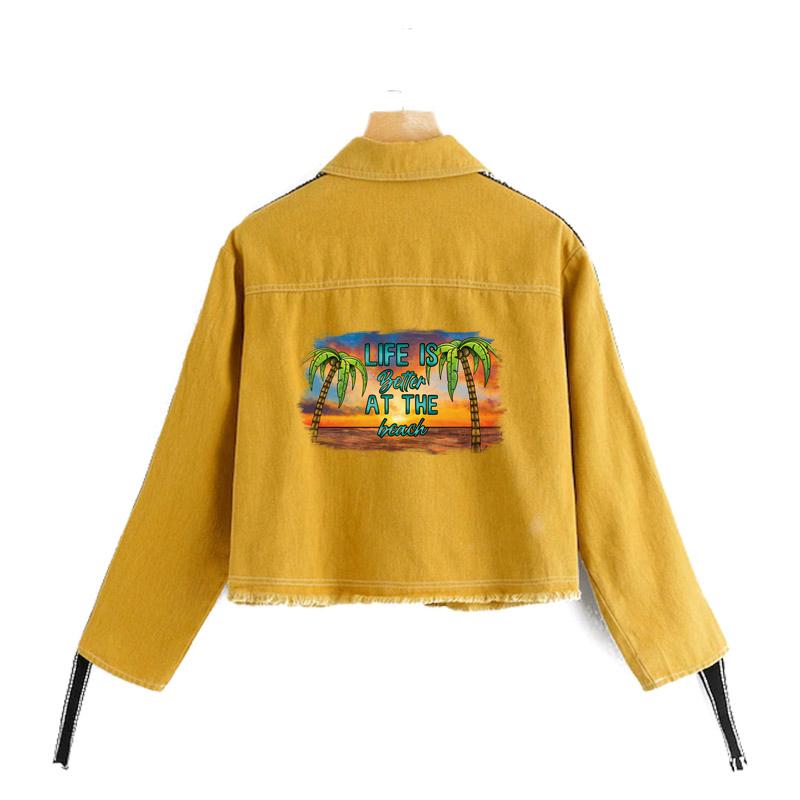 Naszywka do naprasowania Palm Beach Letni T-shirt Naklejki na ubrania DIY Prasa termiczna Aplikowana Parches Ropa Naszywka termo transferowa Moda