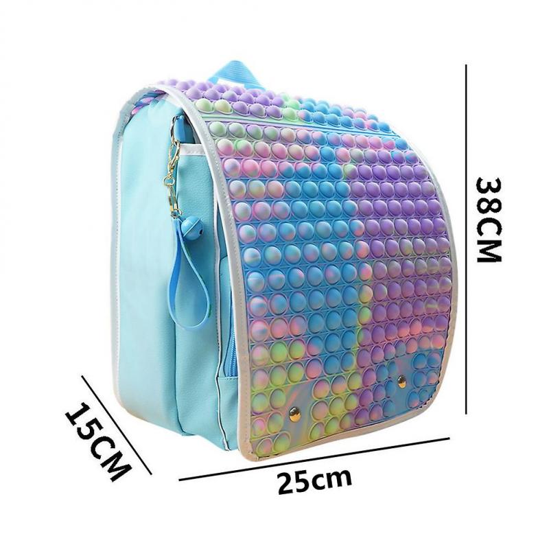 Kids' Rainbow Push Bubble Backpack – Adjustable, Waterproof, Large Capacity with Stress Relief Toy