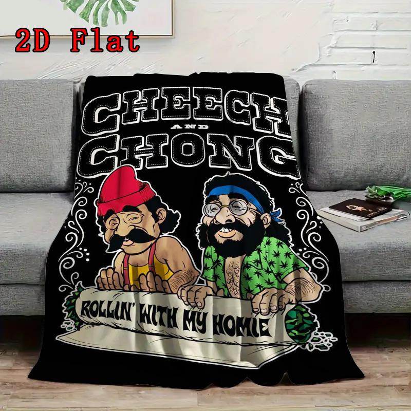 Cheech & Chong Style 2D Flat Pattern Flannel Blanket High Quality All Seasons Warmth and Comfort Perfect for Christmas Gifts.