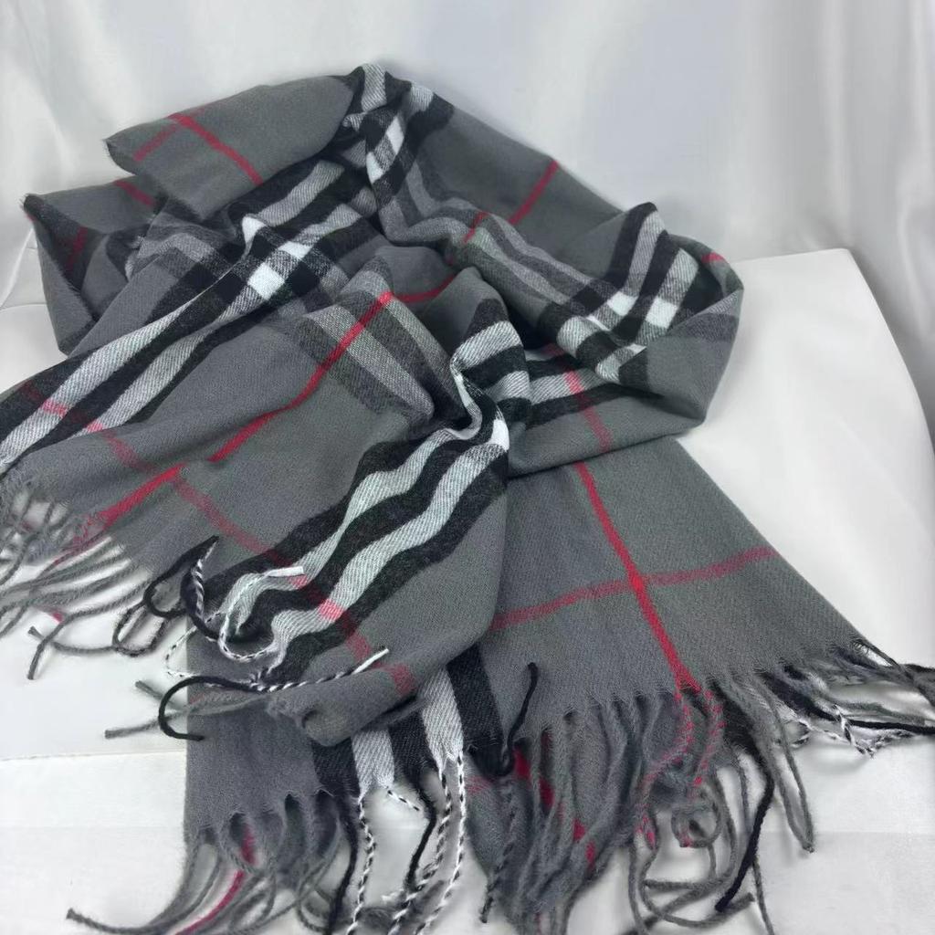 Kostkovaná kašmírová šála Hřejivý nákrčník Japonský Korejský styl Módní třásně Podzimní Zimní šála Šátek