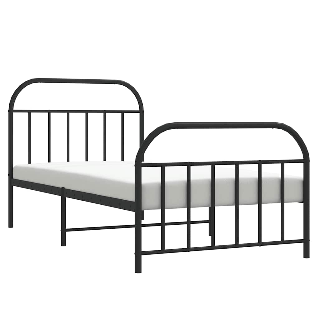 Vidaxl Struttura Letto in Metallo con Testiera e Pediera, Nera, 100X200cm
