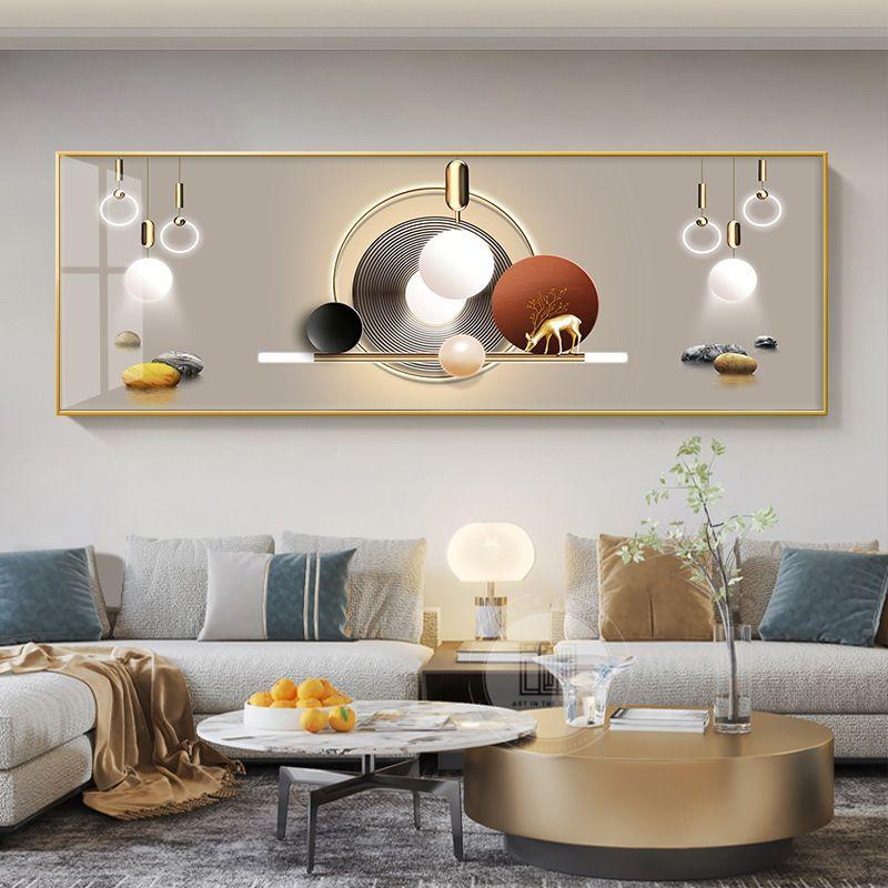 Chinese Style Golden Leaves Deer Canvas Painting Feathers Wall Art Feng Shui Mountain Posters and Prints Living Room No Frame