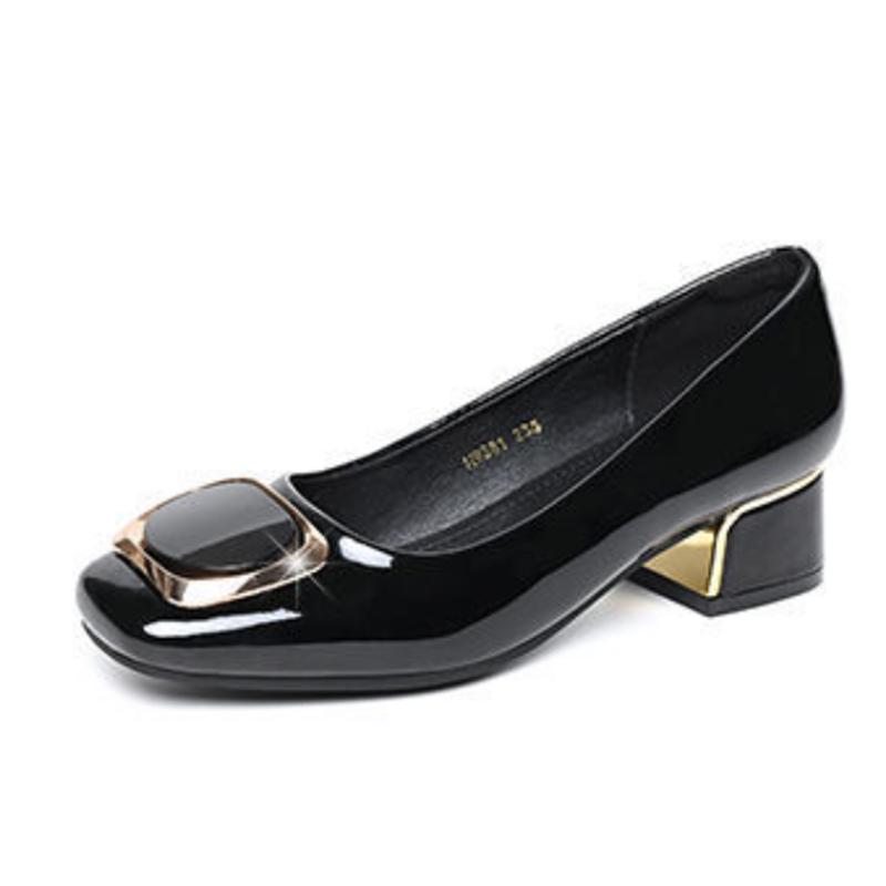 Fashion women fashion high quality spring & autumn slip on square heel shoes for sexy  party lady casual elegant black heel shoes ea420