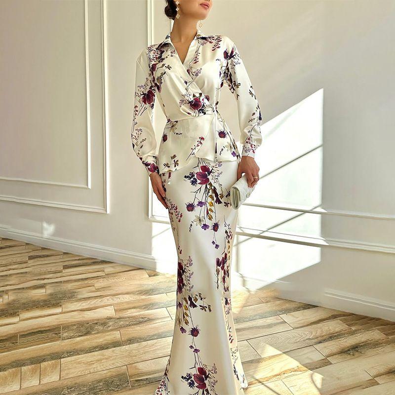 Spring 2025 New Cross-Border European and American Foreign Trade Women Clothes Solid Long Sleeve Lace-up Outerwear Skirt Fashion Set
