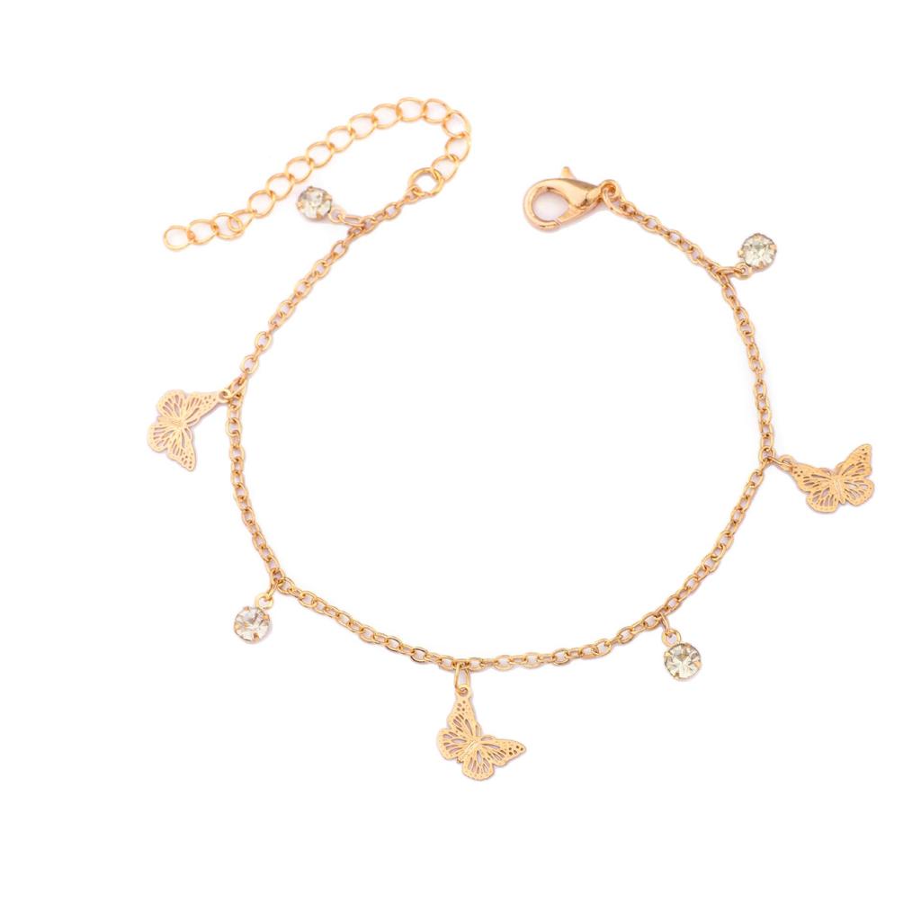 Minimalist Butterfly Beach Jewelry with Zircon-Inlaid Diamond Bracelet Anklet, Unique Design