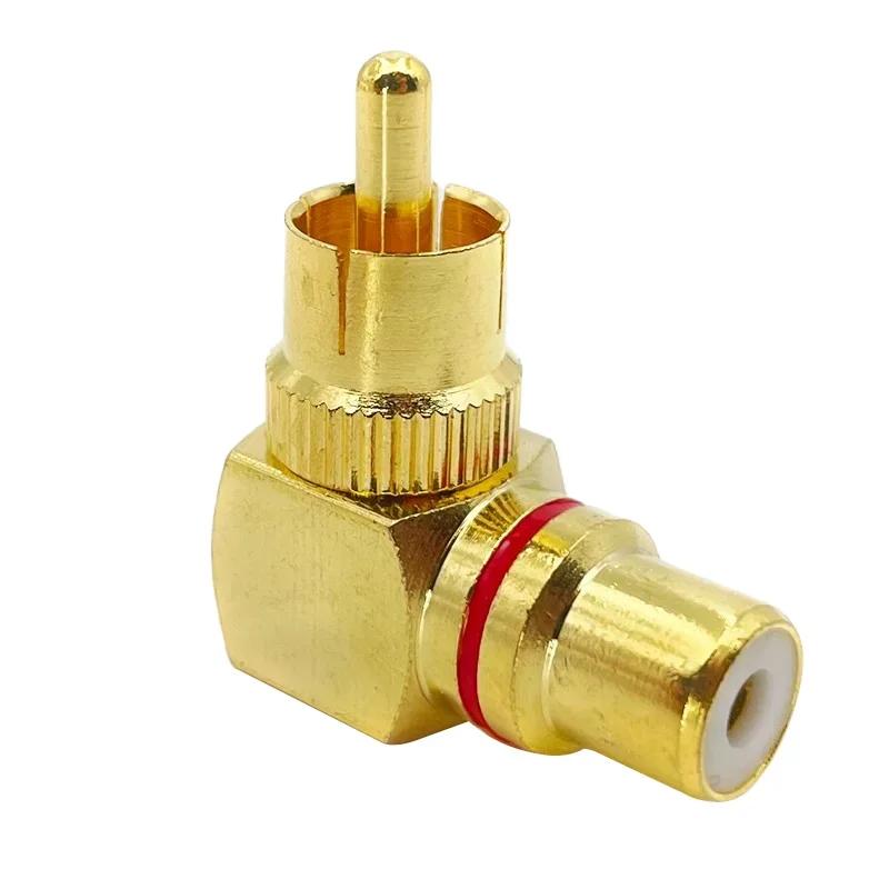 5/20/100PCS  Gold Plated Brass RCA Right Angle Male To Female Connector 90 Degree Adapters Connectors Plug To Jack