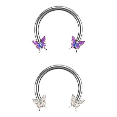 2x Butterfly Eyebrow Lip Earring Nostril