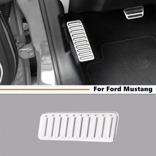 For 15-25 Ford Mustang Silver Alloy Driver Side Foot Rest Pedal Panel Cover Trim