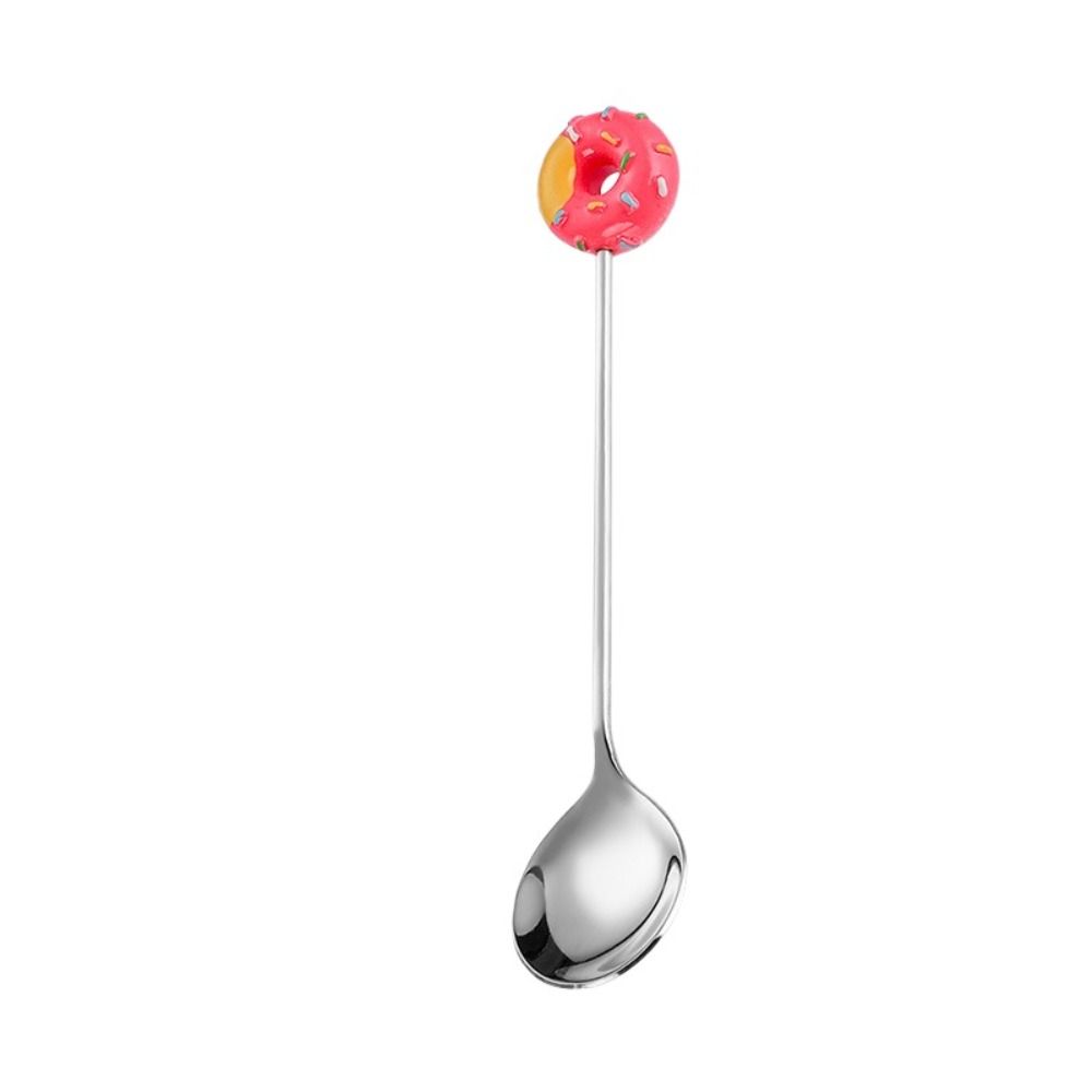 

Adorable Coffee Spoons Stainless Steel Salad Mixing Spoon Cute Donut Spoon Home Use красный