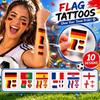 Temporary Flag Tattoos Set 10 Pieces Soccer Event Body Art Stickers Waterproof Easy To Apply and Remove Suitable for Sports Fans