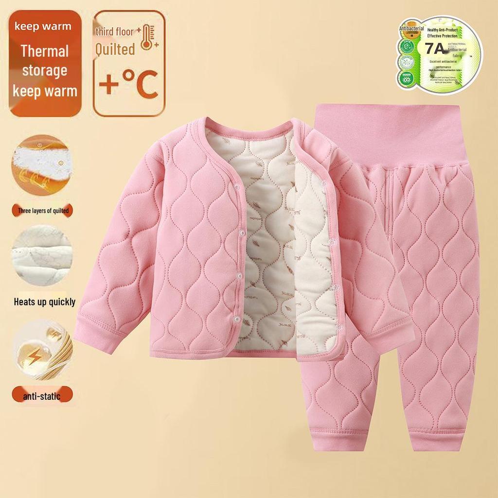 Children's Cotton-Padded Jacket Set - Autumn & Winter, Boneless, Warm, High-Waisted for Boys & Girls