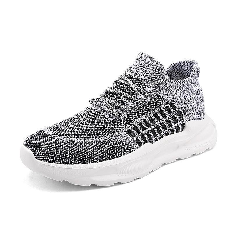 2025 Summer New Flying Woven Shoes Men's Deodorant Mesh Breathable Sports Shoes Soft Sole Lightweight Casual Shoes