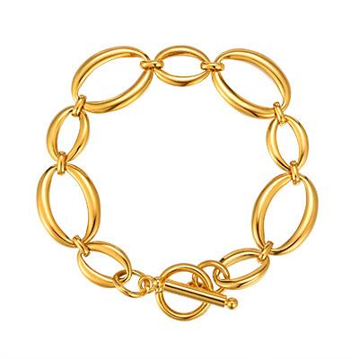 Stainless Steel Geometric Link Chain Bracelets for Women, Toggle Clasp Bangle, Minimalist Jewelry Wholesale