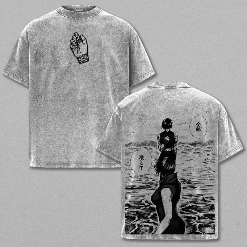 

Anime Jujutsu Kaisen Zenin Maki Mai Graphic T Shirt Men Women Washed Cotton Tshirts Vintage Casual Clothing Harajuku T-shirt XXL сірий колір