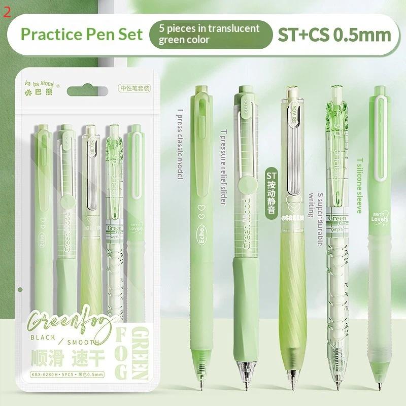 5Pcs Retractable Gel Pen Korean Fashion Simplicity Transparent Writing Pen Quick Drying St/Cs Tip 0.5Mm Black Ink Scrapbook Pen