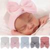 Newborn Hospital Hat Baby Hats Nursery Beanie Cap with Bow Cute Stripe Infant Hat Soft Turban Hats for Baby Girls