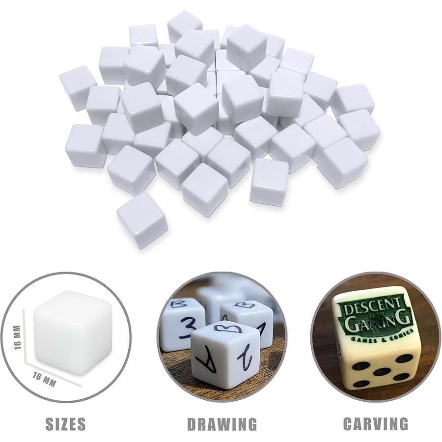 10pcs 16mm Blank White Dice DIY Dice for Writing Gaming Crafts Perfect for Education Board Games Creative Projects JXB