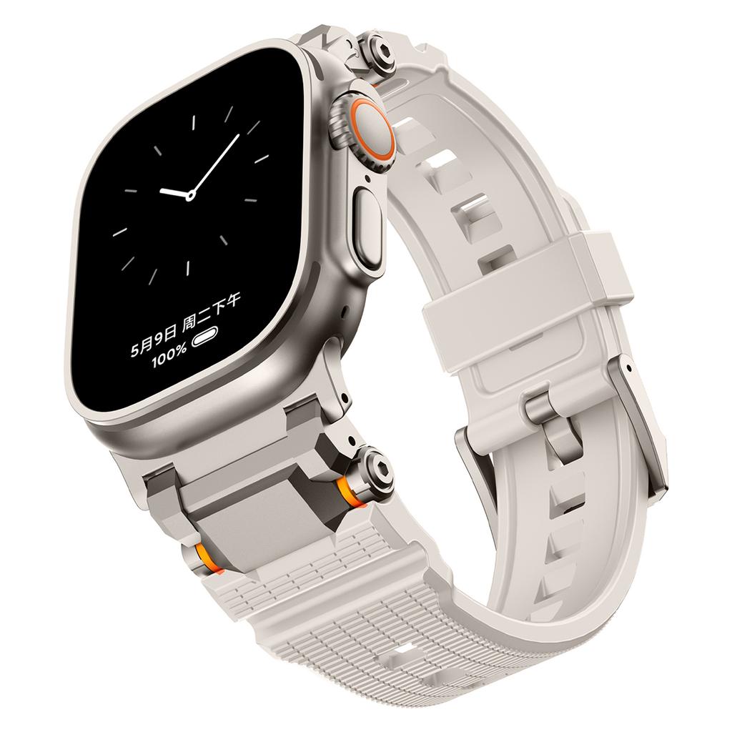 Silicone Rubber Band for Apple Watch Band Ultra 49mm 42 44mm 45 46mm Silicone Metal Luxury Strap for iWatch Series 10 987 se 564