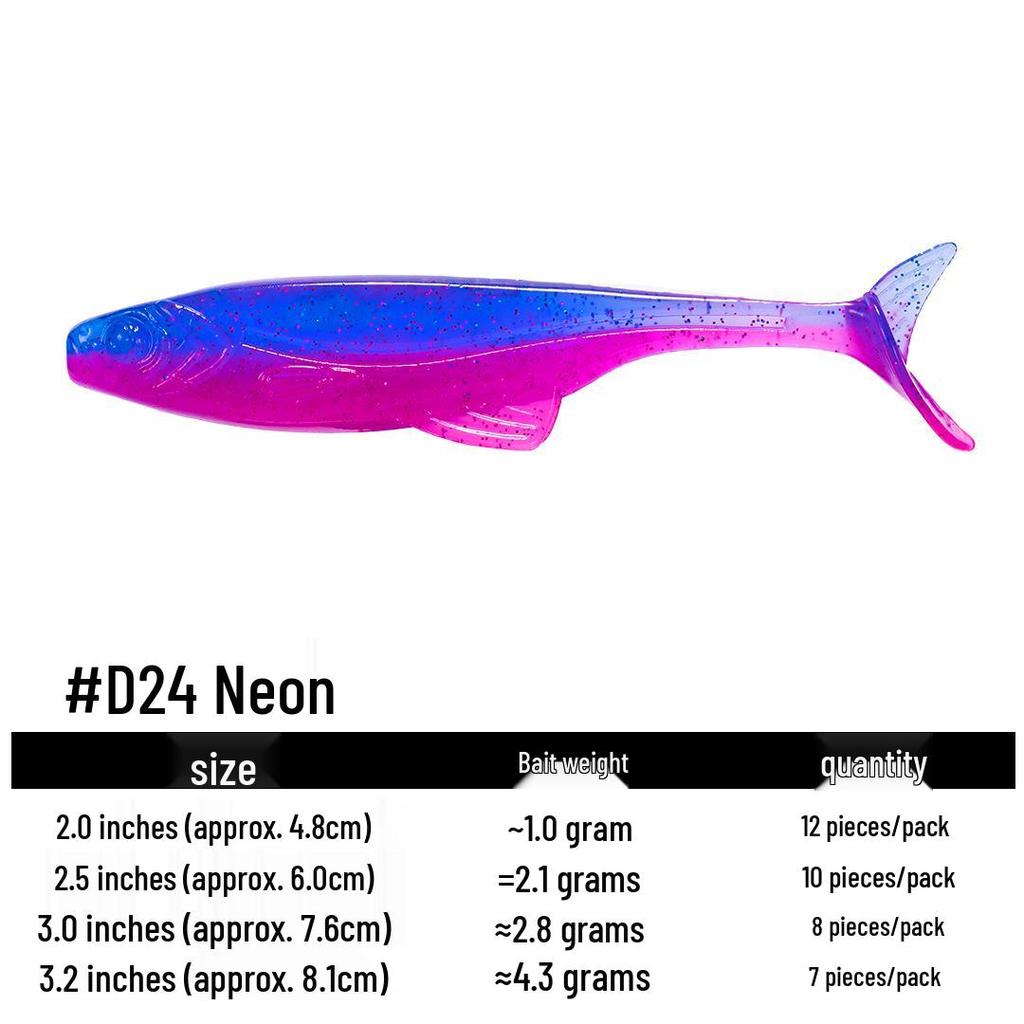 Floating Soft Bait T-Tail Lure with Lead Head Hook for Bass and Mandarin Fish Fishing Rig