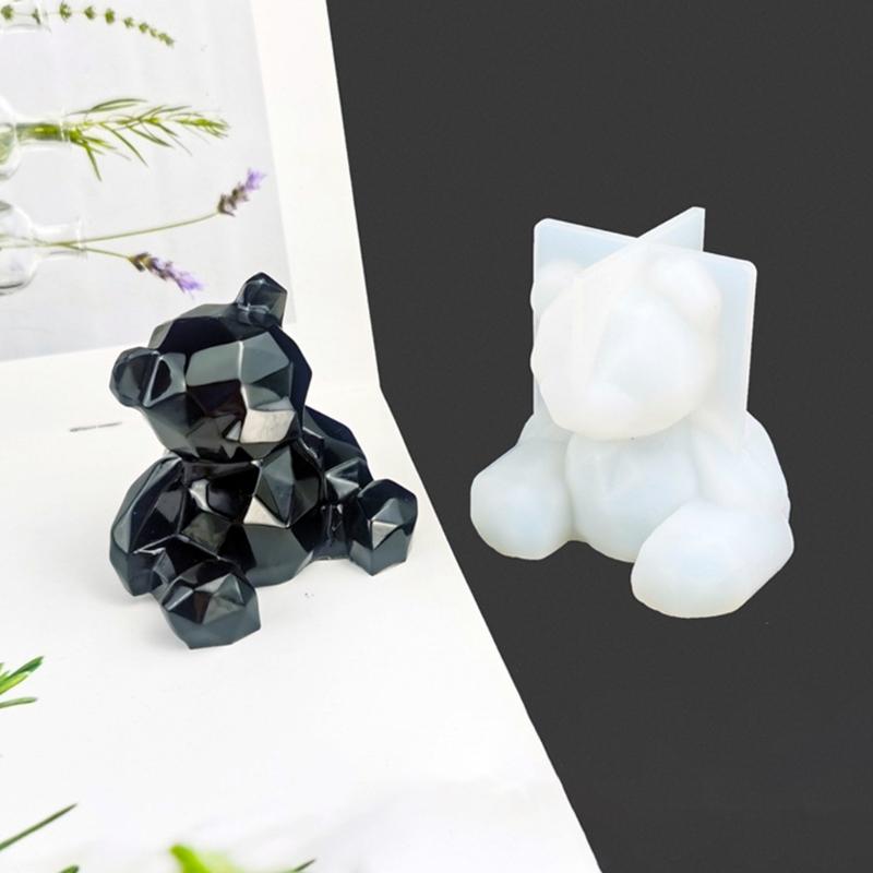 Handicrafts Soap Plaster Candle Resin Casting Mold 3D Handmade Geometric Bear Mold DIY Car Aromatherapy Silicone Mold