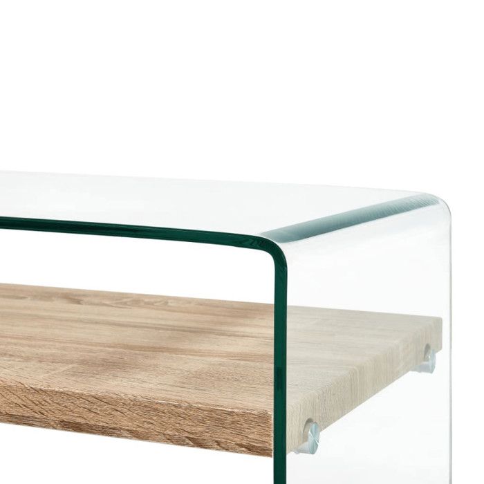 VidaXL Table basse Clair 98x45x31 cm Verre trempé 284743
