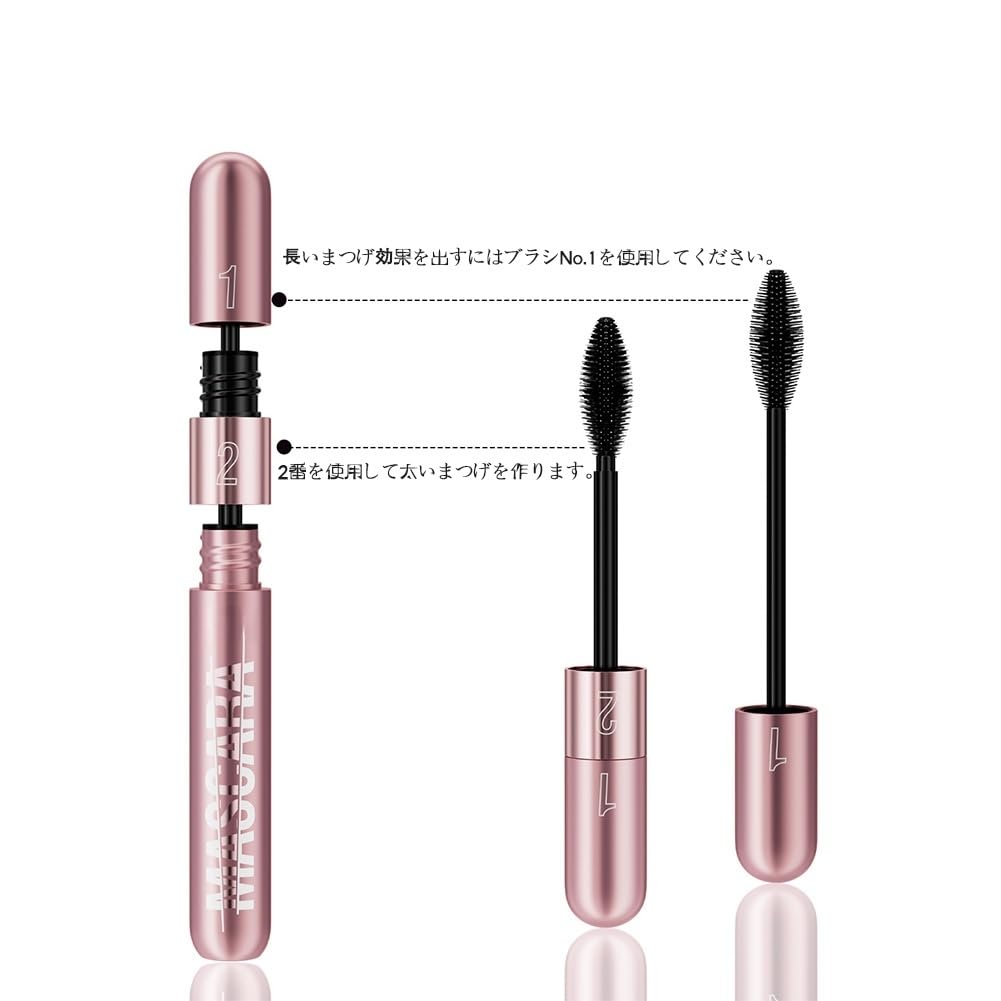 LiangNiShi 2 w 1 maskara podwójny wodoodporny film wydłużająca objętość trwała lekka zbrylona polecana dla początkujących efekt, typ, & up, podkręcenie,