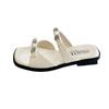 2025 new one-word sandals women's summer fashion outer wear beautiful with skirt bow low heel versatile cool slippers