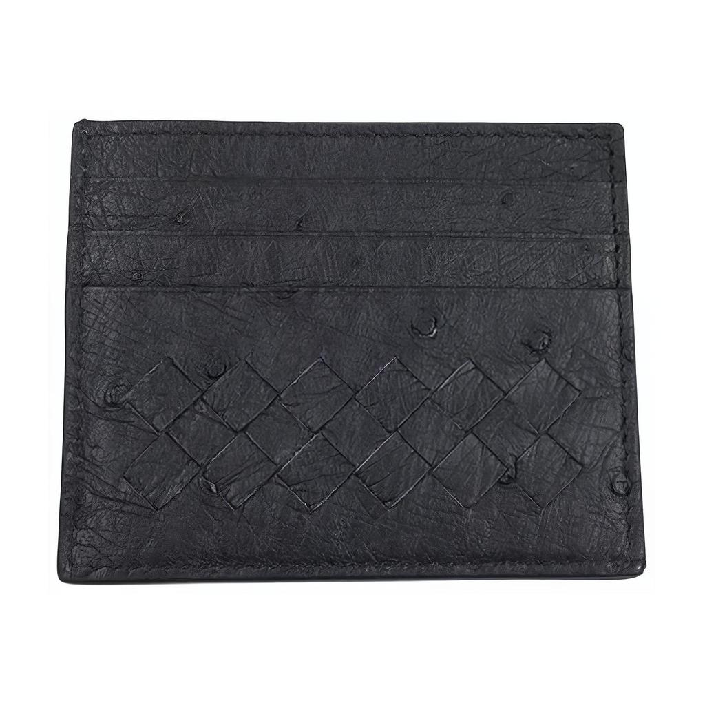Bottega Veneta Intrecciato Woven Design Ostrich Leather Card Holder Men Accessories Black 547880VE0B88757