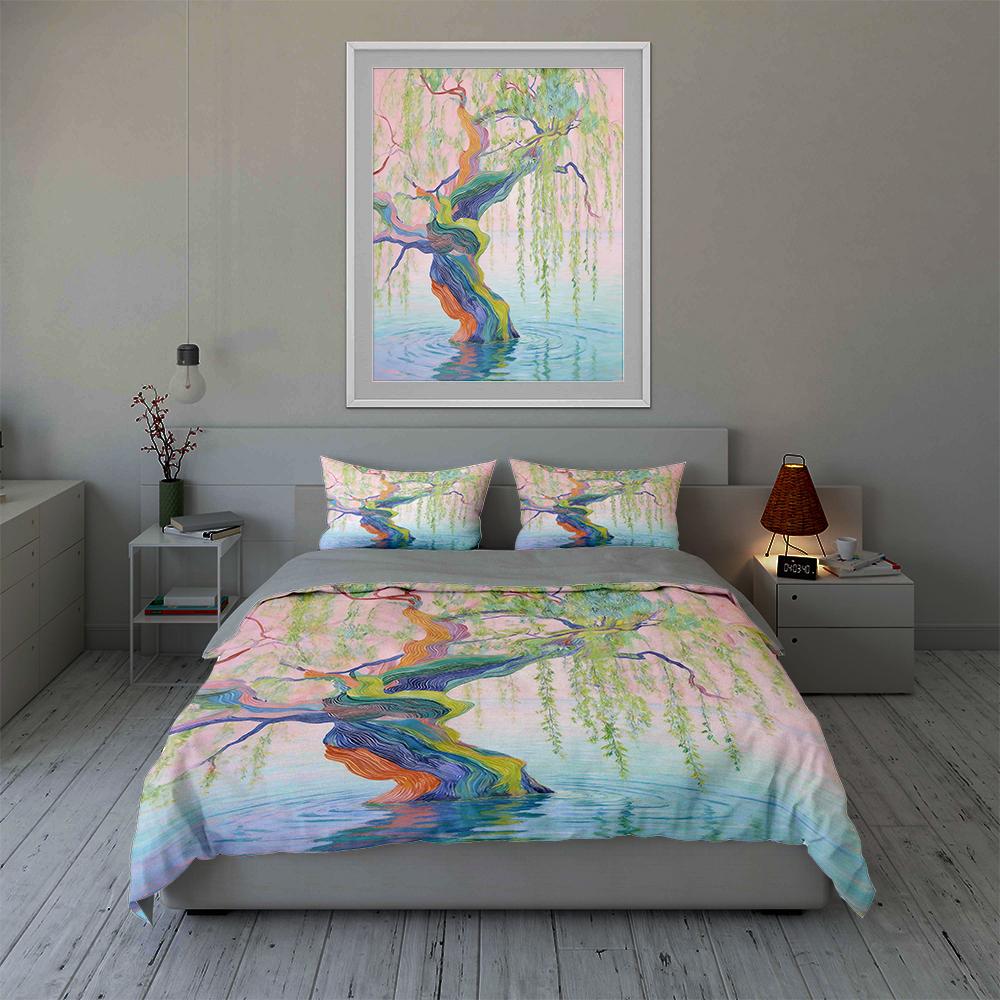 Colorful Twisting Tree Bedding Duvet Cover Sets Duvet Covers Pillowcases Gifts (1 * Duvet Cover 2 * Pillowcases, Without Duvet Insert)