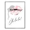 Pósteres de Perfume para Mujer Moda Impresiones Fotos Flor Rosa Labios Sexy Maquillaje Chicas Arte de Pared Pinturas en Lienzo para Decoración de Habitación Nórdica