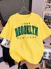 New York Brooklyn 1898 Printed TShirts Womens Summer Cotton Short Sleeve T Shirt Loose ONeck Comfortable Tops Casual Clothes