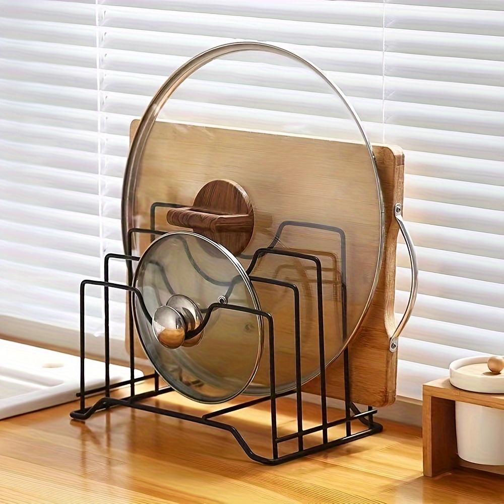 4-Tier Carbon Steel Kitchen Organizer Pot Lid Holder Multipurpose Storage Rack