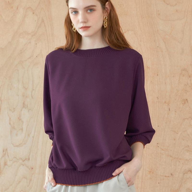 Maxza Pleats Round Neck 7 8 Blouse Zb08qb600on