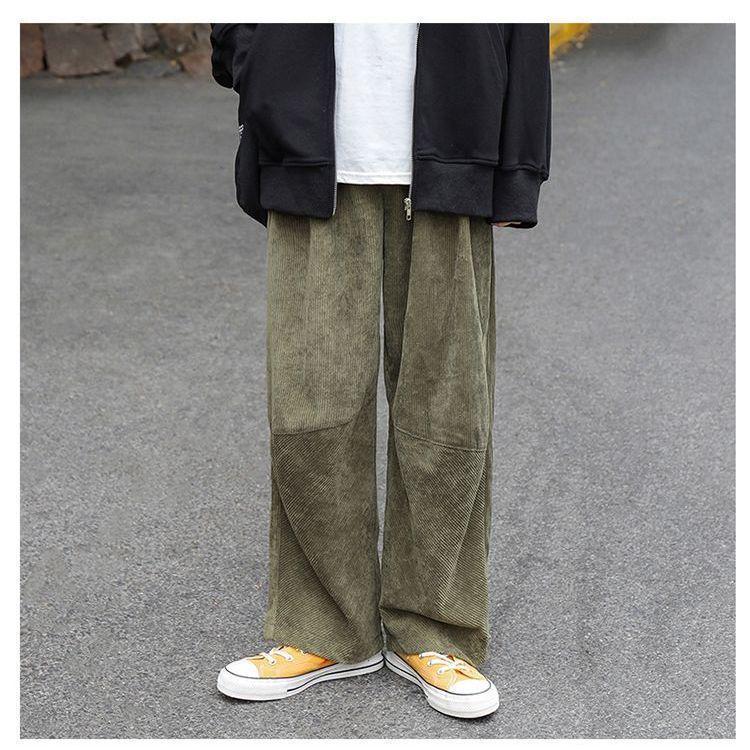 

2023 Модні чоловічі вельветові повсякденні штани з широкими штанинами в гонконгському стилі - японський вільний крій, осінні штани-швабри XL