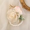 Elegante Corsage da Matrimonio Fiore da Polso Perle Per Sposa Damigella d'Onore Sposo Evento Formale Fiorato in Seta Bottoniera Accesso