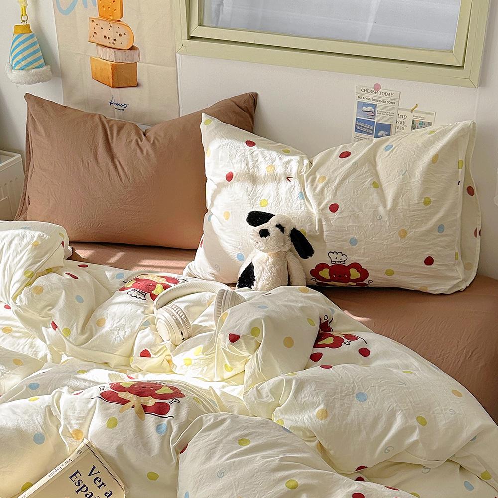 Cartoon Washed Cotton Pillowcases - Adult Spring Pair 48x74cm