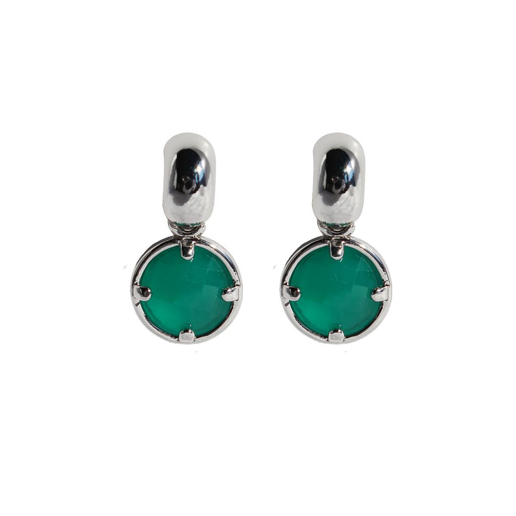 Poly's Originale Minimalistiske og Kjølige Sølv Øredobber, Allsidig Nasjonal Stil Nye Kinesiske Akvamarin Små Ørestikker 223