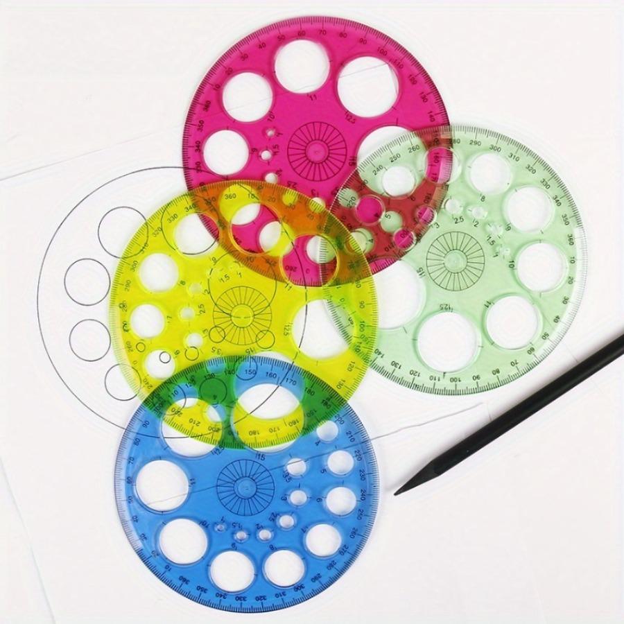 1pc Full Circle Protractor, 360-Degree Rotating Drawing Template Ruler with Compass Scale, Transparent, Student Drawing and Drafting Tool