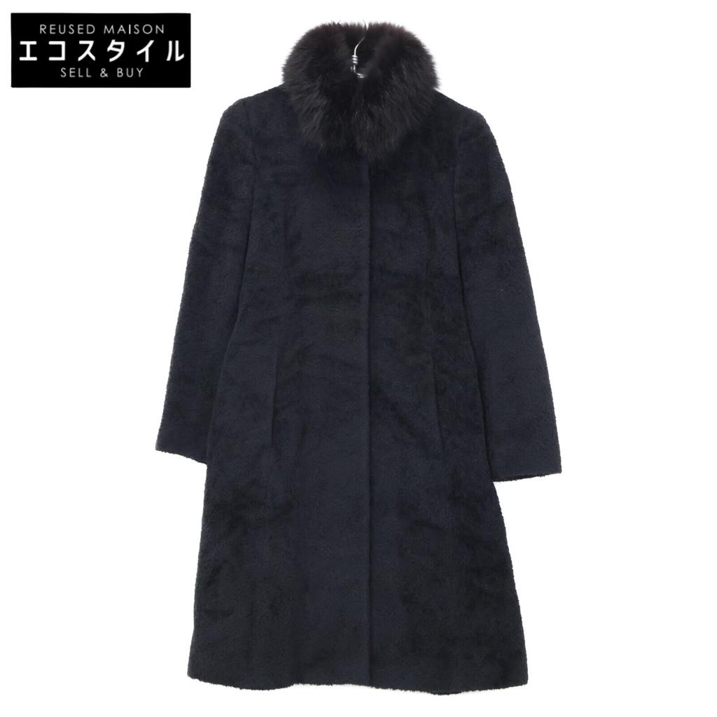 Max Mara 60161979 Black Alpaca Blend Wool Sleek Belted Coat coat 38 blackUsed