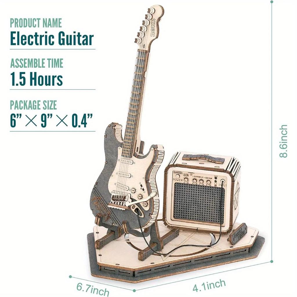ROBOTIME ROKR Guitar Model 3D Wooden Puzzle TG605K